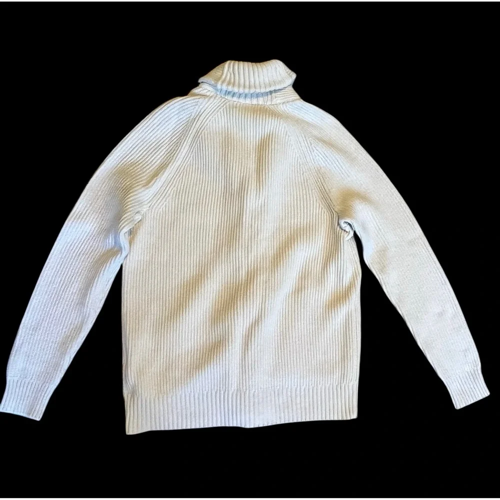 Banana Republic Mens Shawl Collar Cardigan Sweater Cream Ribbed Knit Medium
